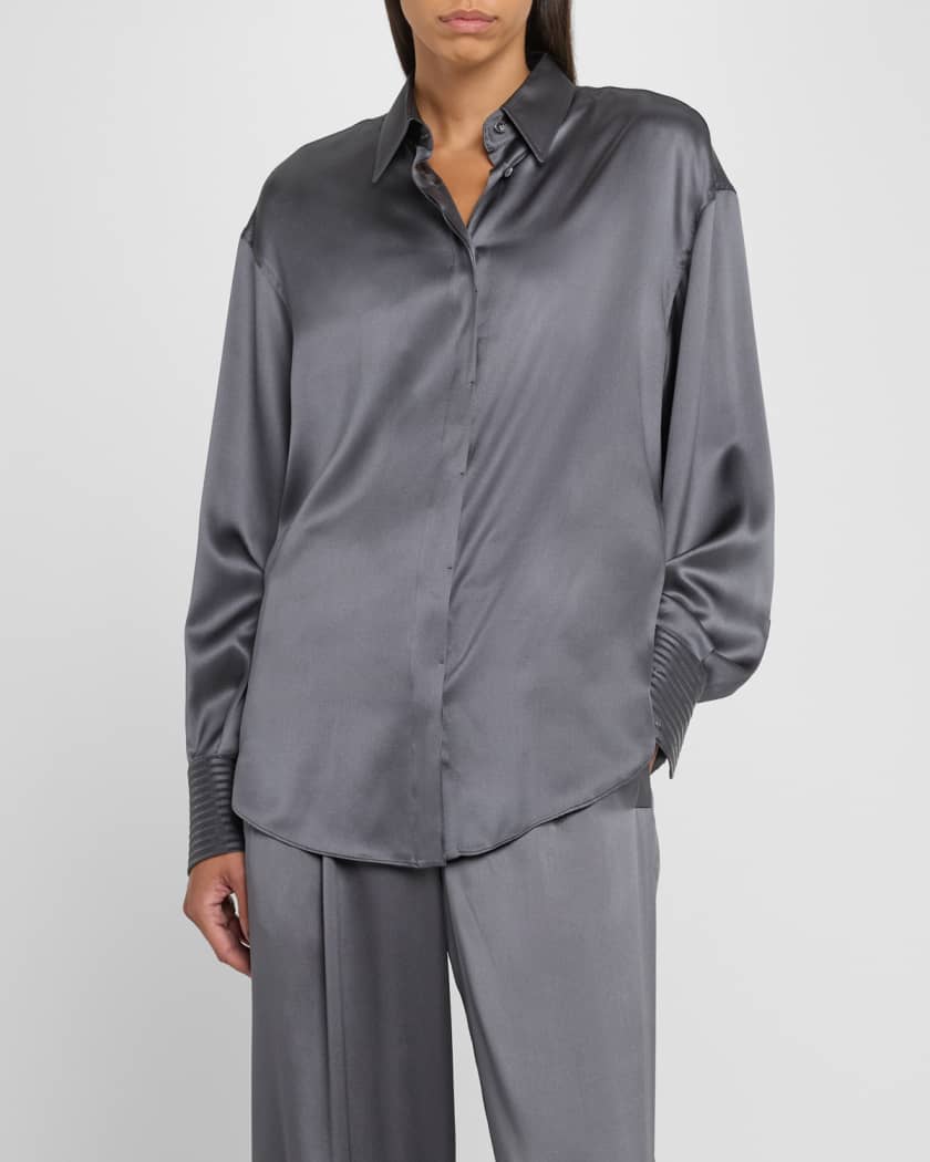 Sequined Cuff Satin Blouse