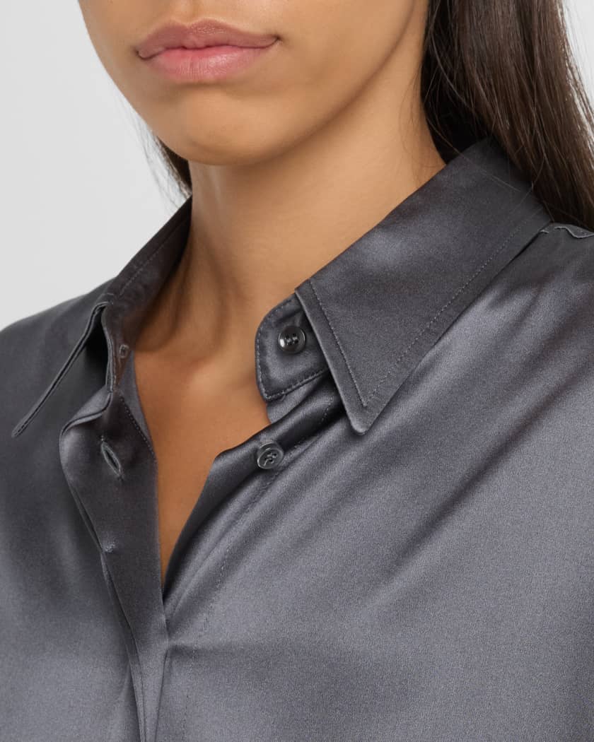 Sequined Cuff Satin Blouse