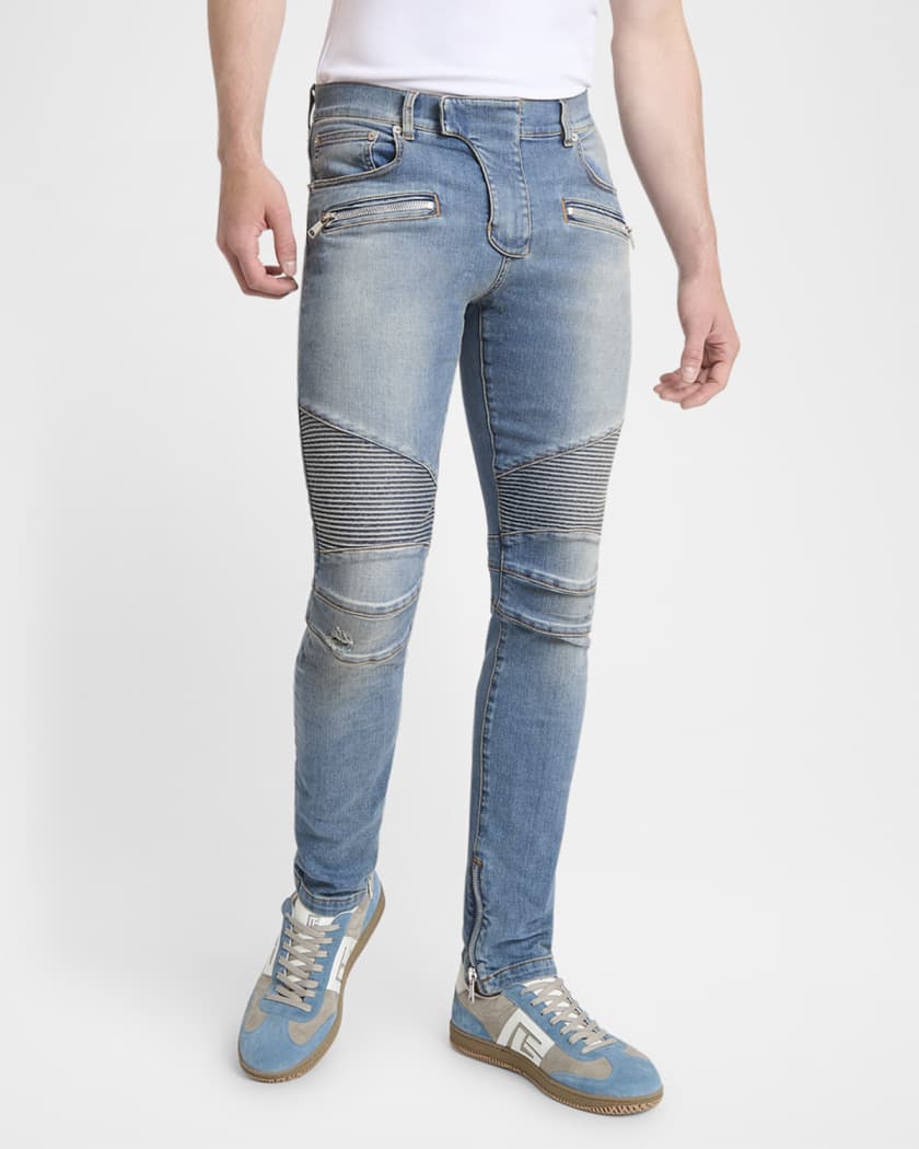 Balmain Men's Denim Biker Pants | Neiman Marcus