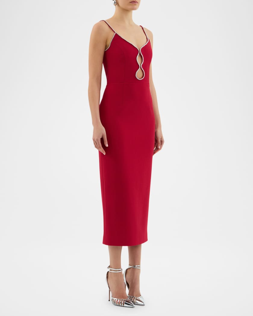 Akari Crystal-Trim Cutout Midi Dress