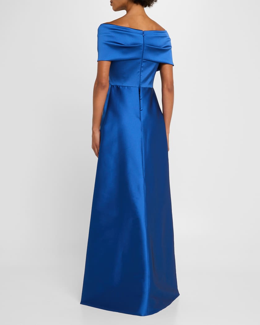 Off-Shoulder Gazar Cape Gown