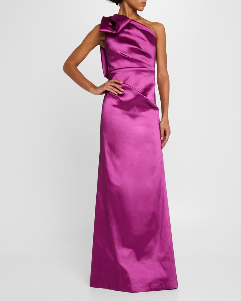 One-Shoulder Bow Column Gown