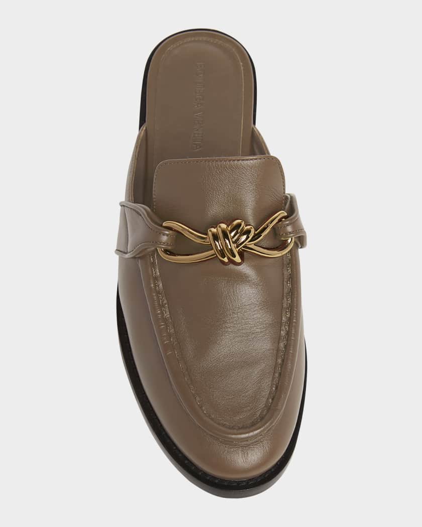 Astaire Knot Leather Loafer Mules