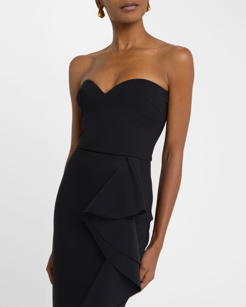 Strapless Ruffle Column Gown