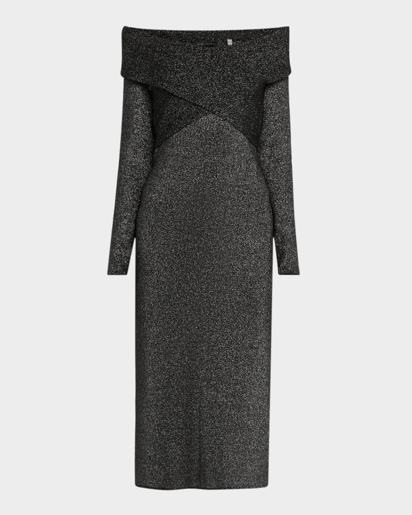Elie Tahari The Rowan Lurex Midi Sweater Dress Neiman Marcus