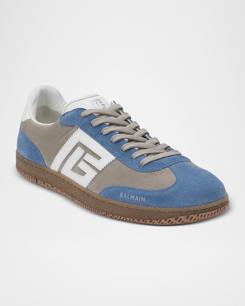 Men's Swan Calfskin and Suede Low-Top Sneakers
