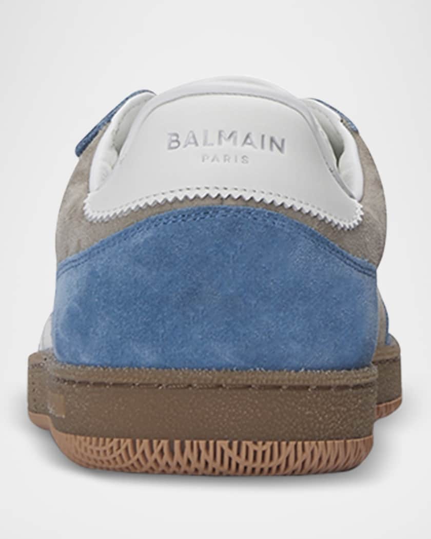 Men's Swan Calfskin and Suede Low-Top Sneakers