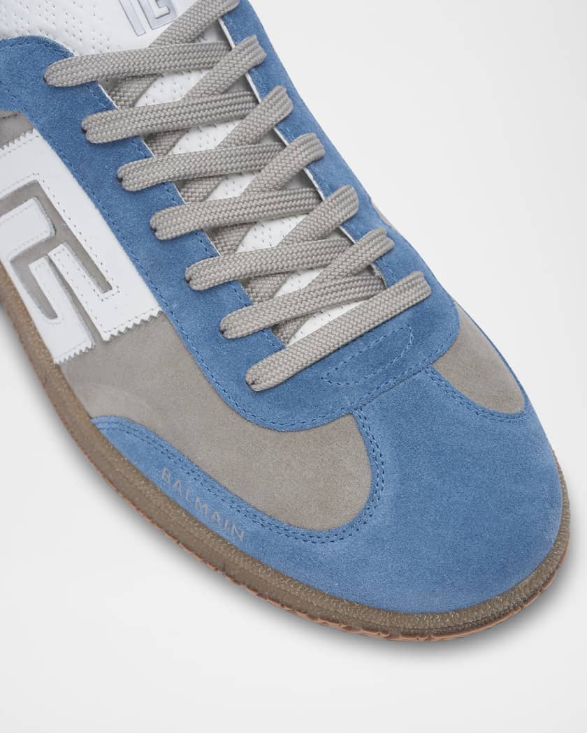 Men's Swan Calfskin and Suede Low-Top Sneakers