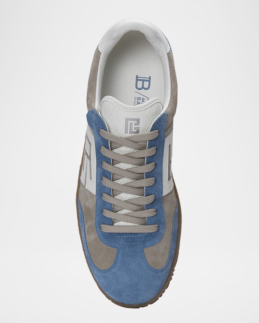 Men's Swan Calfskin and Suede Low-Top Sneakers