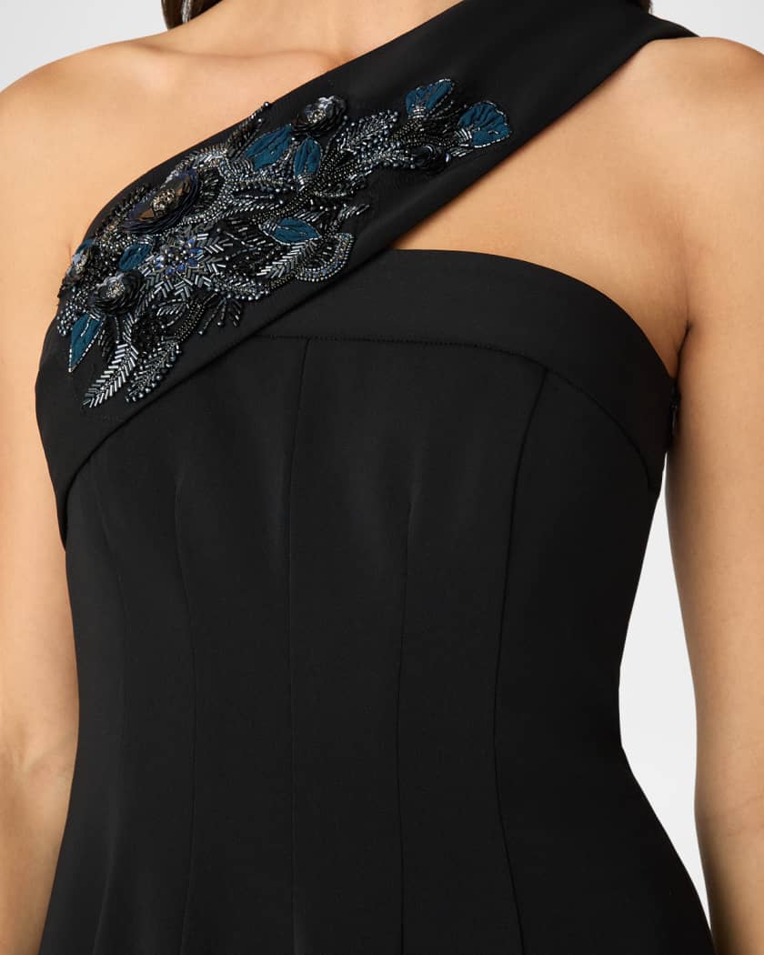 Oscar One-Shoulder Embellished Maxi Dress
