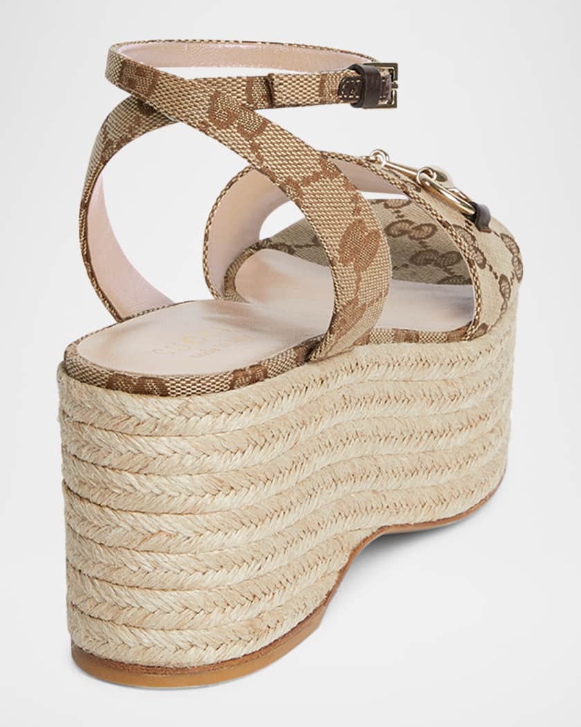 Lady Horsebit GG Platform Espadrille Sandals 