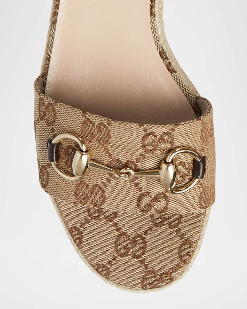 Lady Horsebit GG Platform Espadrille Sandals 