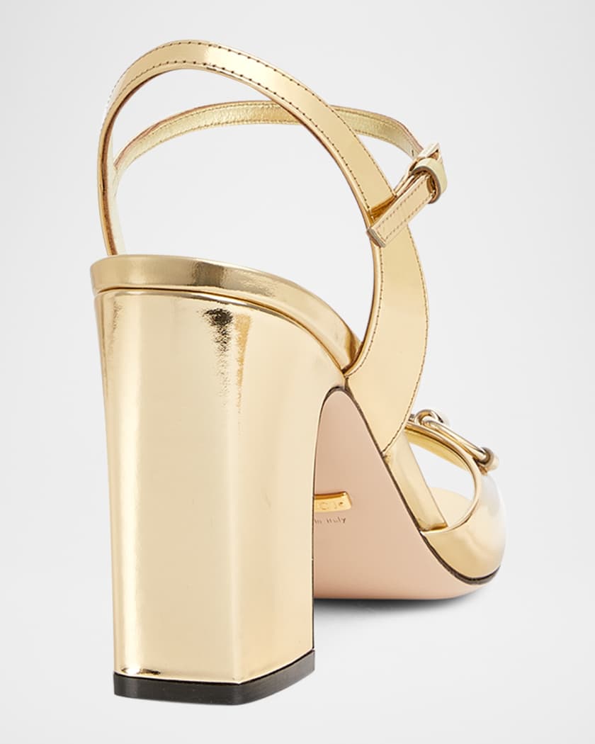 Lady Horsebit Metallic Leather Sandals