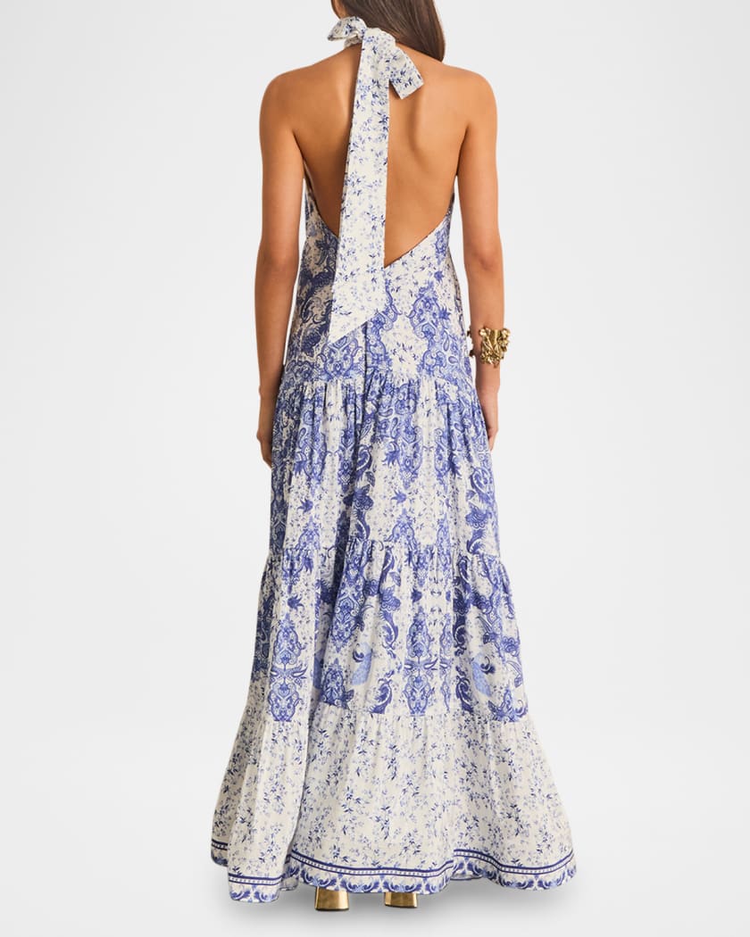 Evelyn Backless Halter Maxi Dress