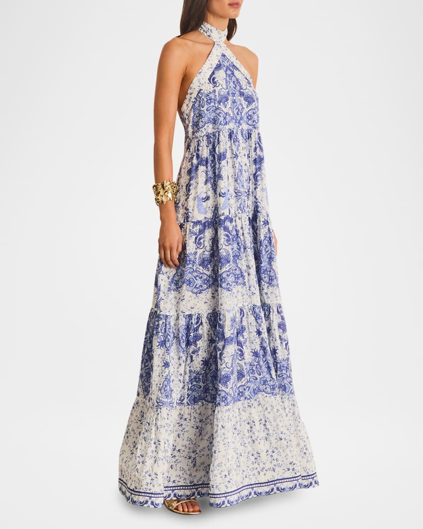 Evelyn Backless Halter Maxi Dress