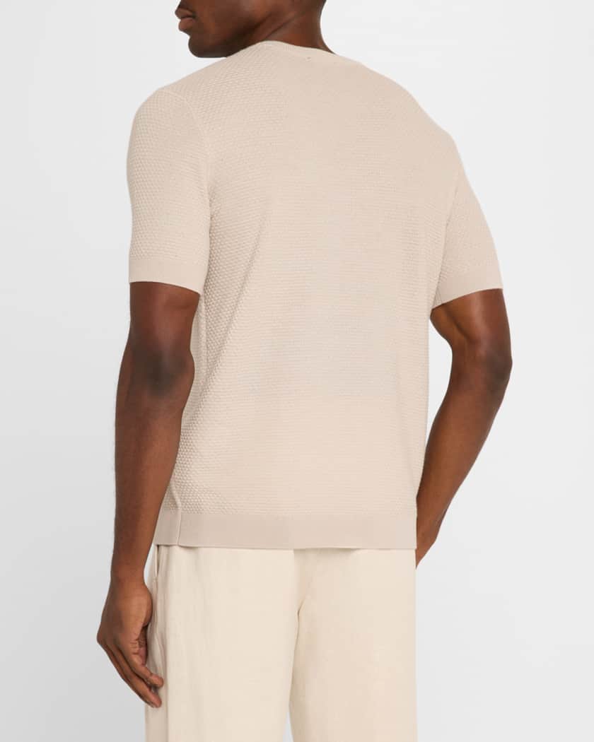 Men's Textured Wool Short-Sleeve Crewneck Sweater