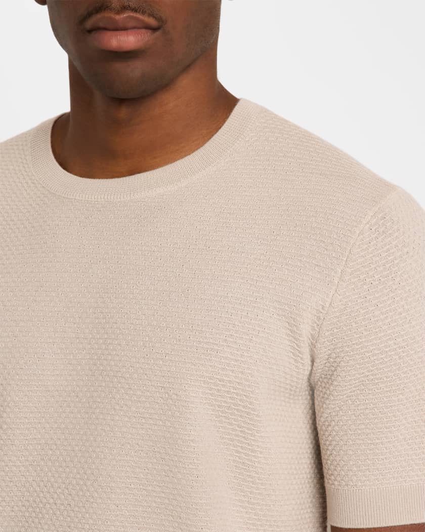 Men's Textured Wool Short-Sleeve Crewneck Sweater