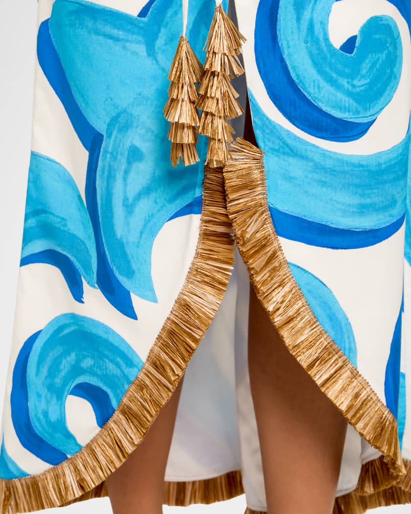 Urania Fringe-Trim Cotton Halter Midi Dress