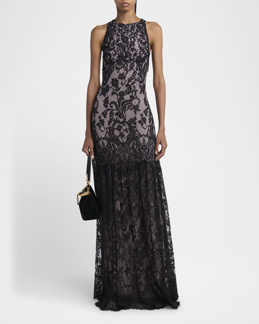 Strappy Lace Trumpet Gown