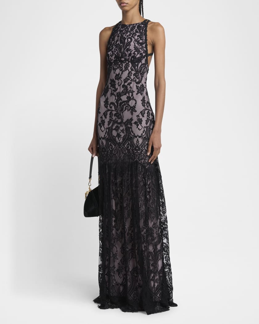 Strappy Lace Trumpet Gown