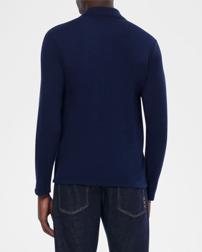Men's Chest Pocket Long-Sleeve Polo Shirt