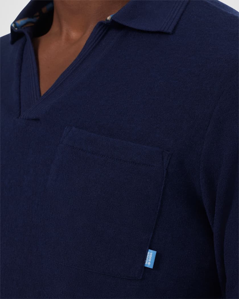 Men's Chest Pocket Long-Sleeve Polo Shirt