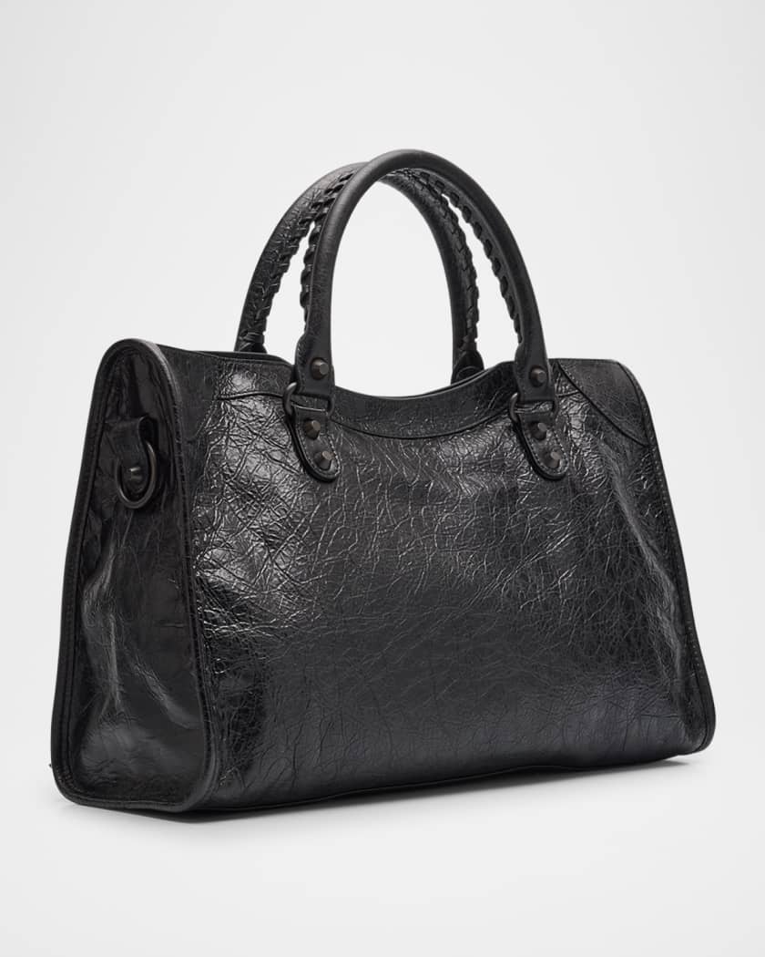 Balenciaga Le City Medium Crinkled Leather Top-Handle Bag