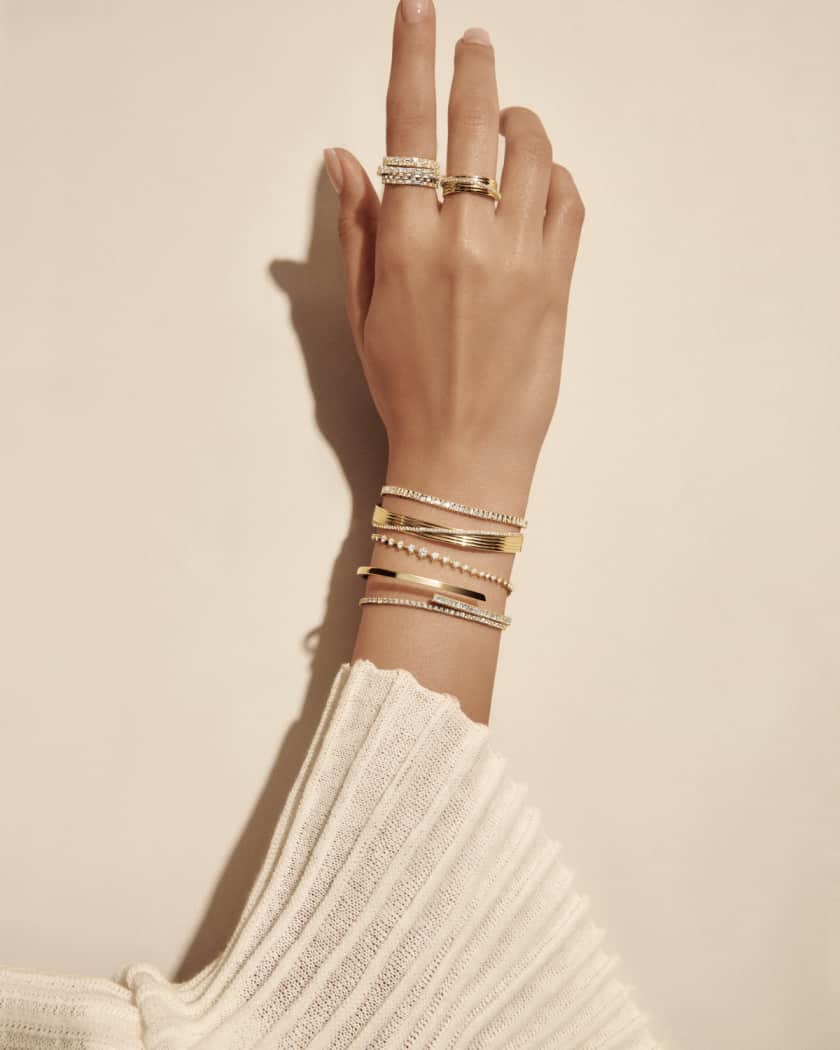 14K Yellow Gold Kinetic Ring with Baguette Diamonds