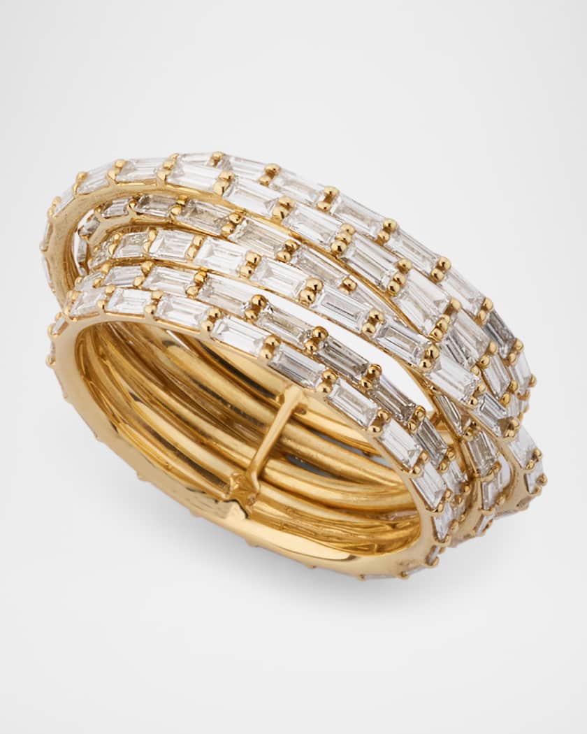 14K Yellow Gold Kinetic Ring with Baguette Diamonds