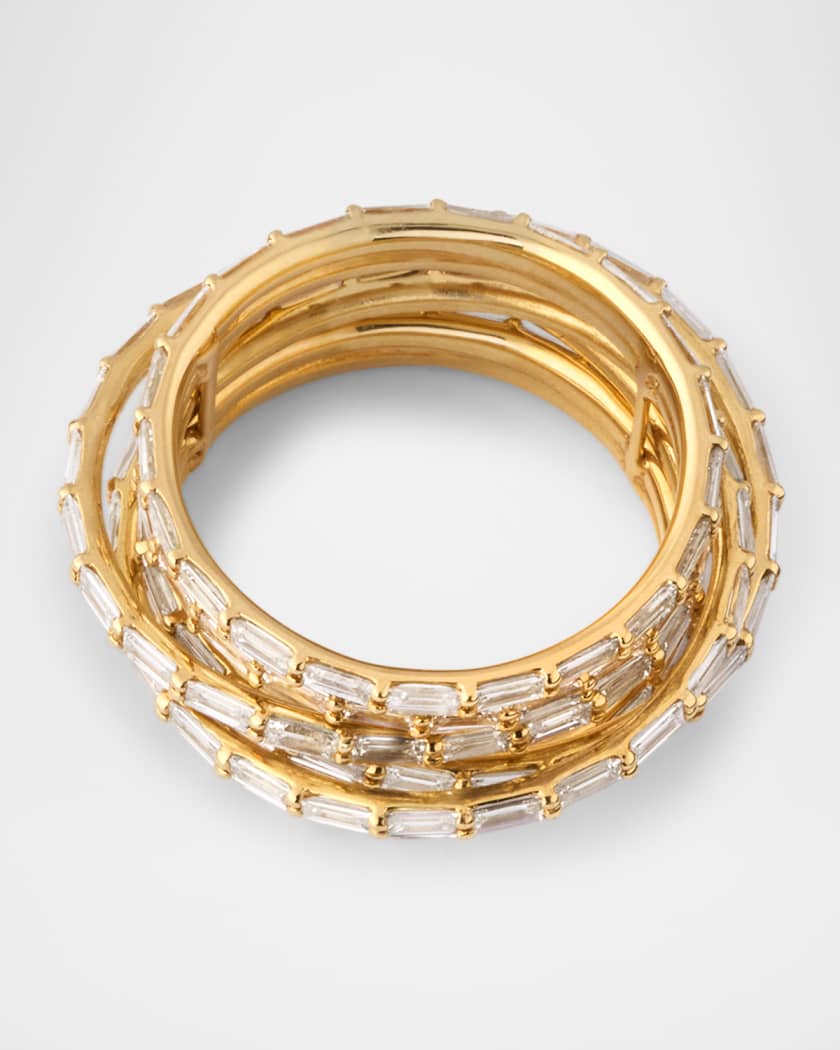 14K Yellow Gold Kinetic Ring with Baguette Diamonds