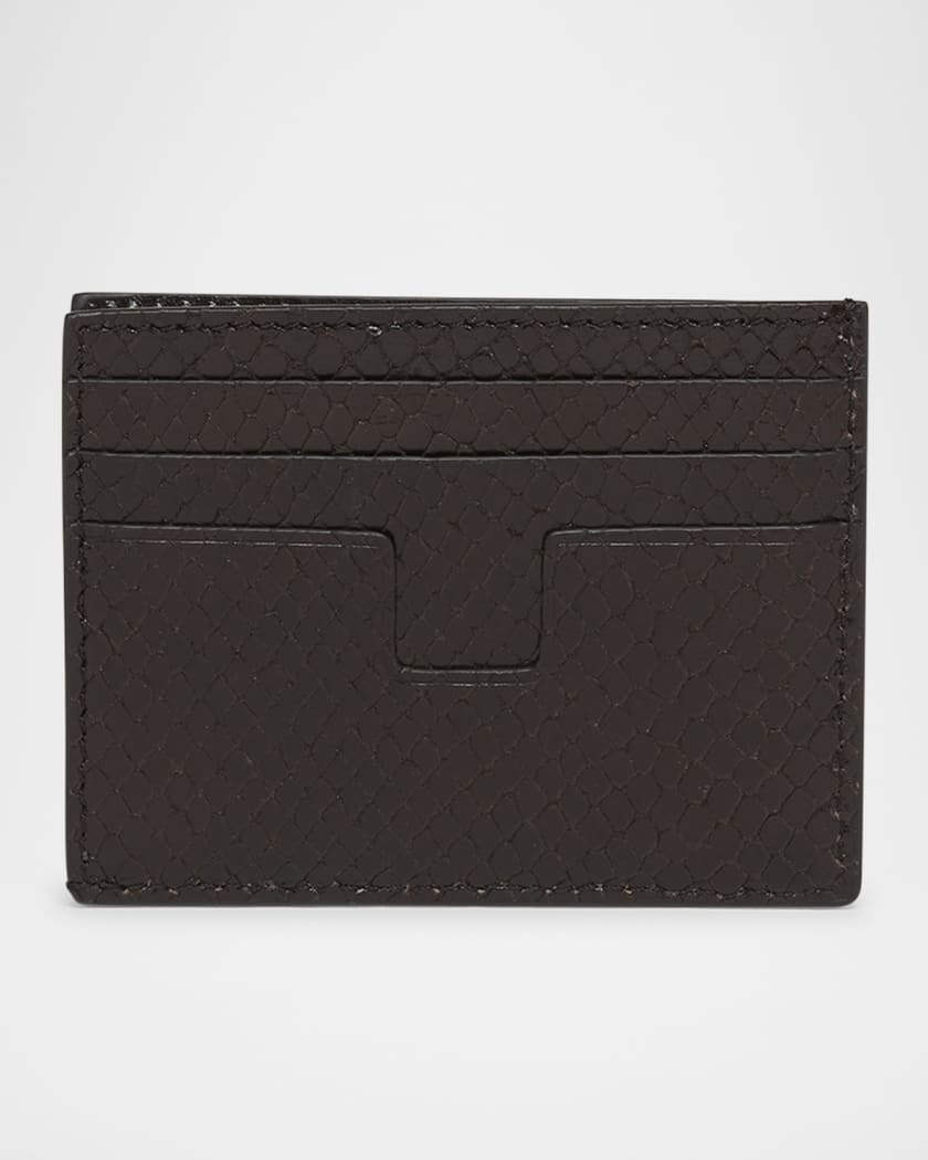 Men's T Line Python-Effect Card Holder