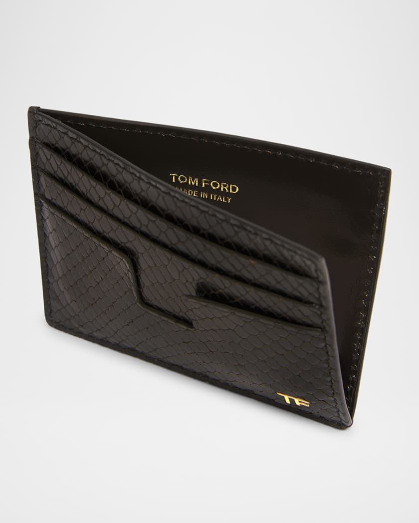 Men's T Line Python-Effect Card Holder