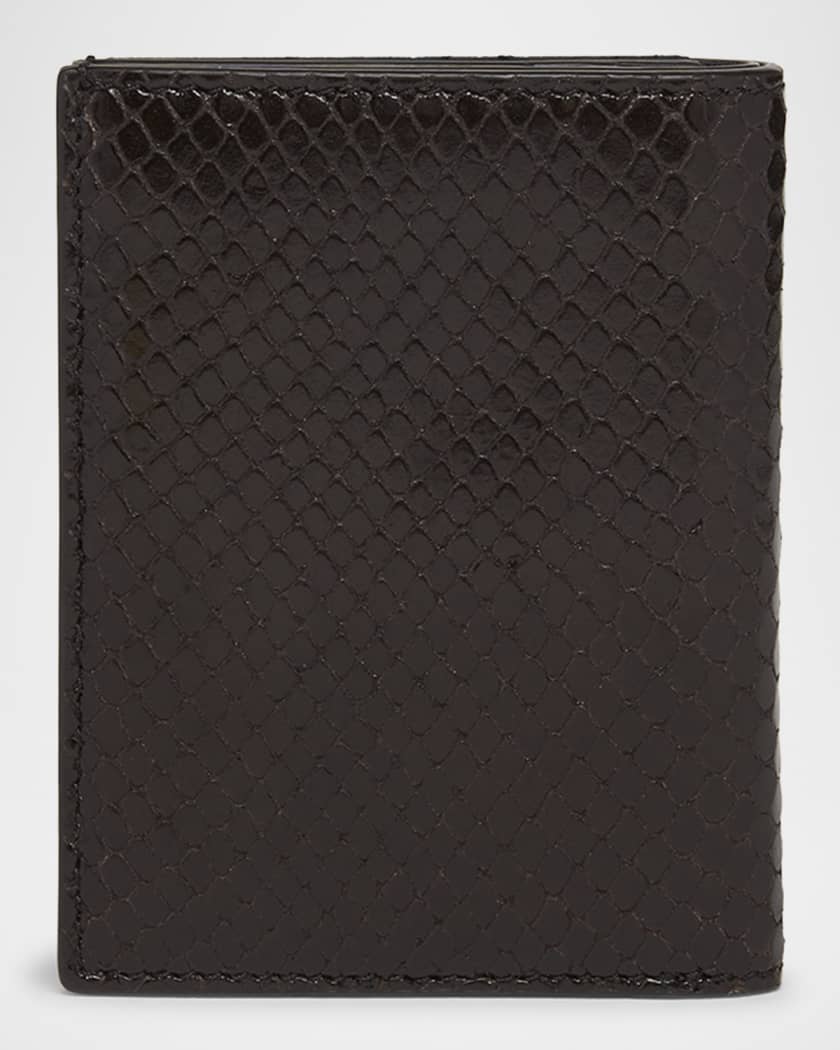 Men's T Line Python-Effect Leather Bifold Card Holder