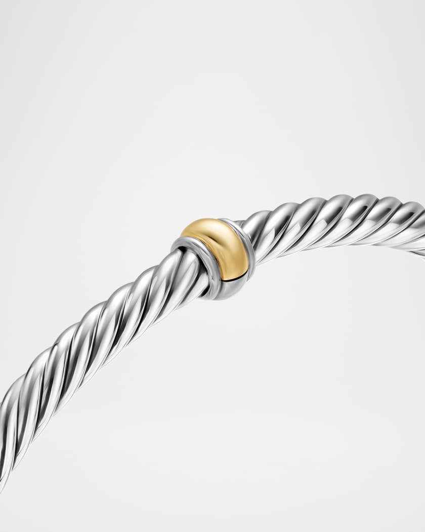 Cable Flex Center Station Bracelet in Silver and 14K Gold, 4mm