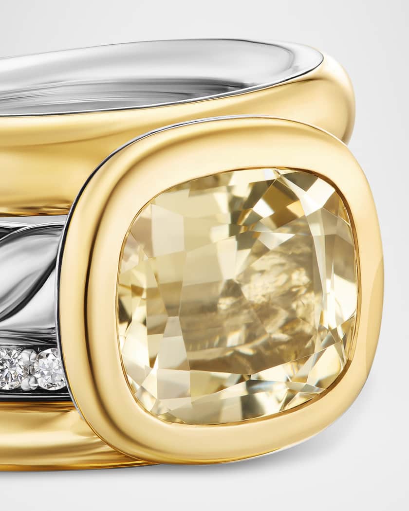 DY Mercer 4 Row Stone Ring with Diamonds in Silver and 18K Gold