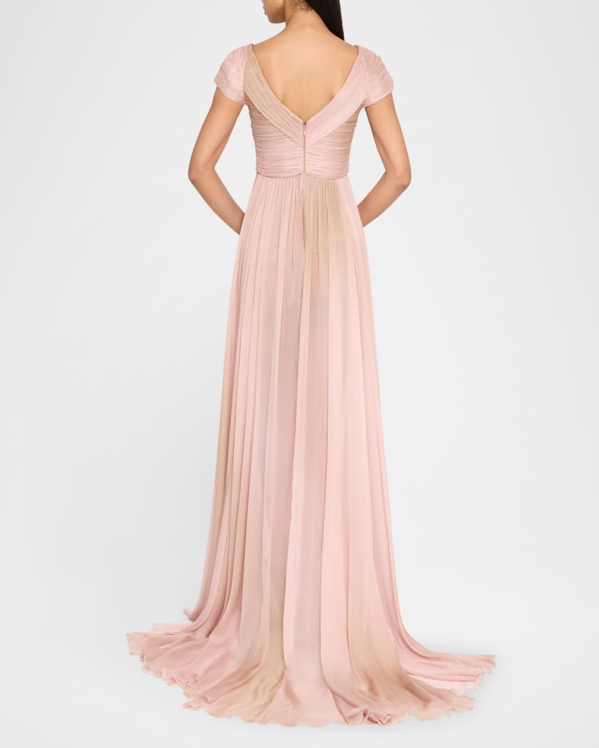 Twisted Pleated Chiffon Gown