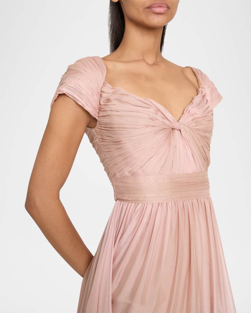 Twisted Pleated Chiffon Gown