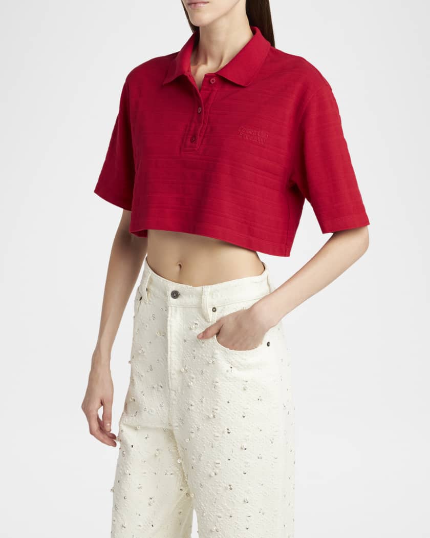 登場! Golden Goose Journey Cropped Short-Sleeve Polo Top | Neiman トップス