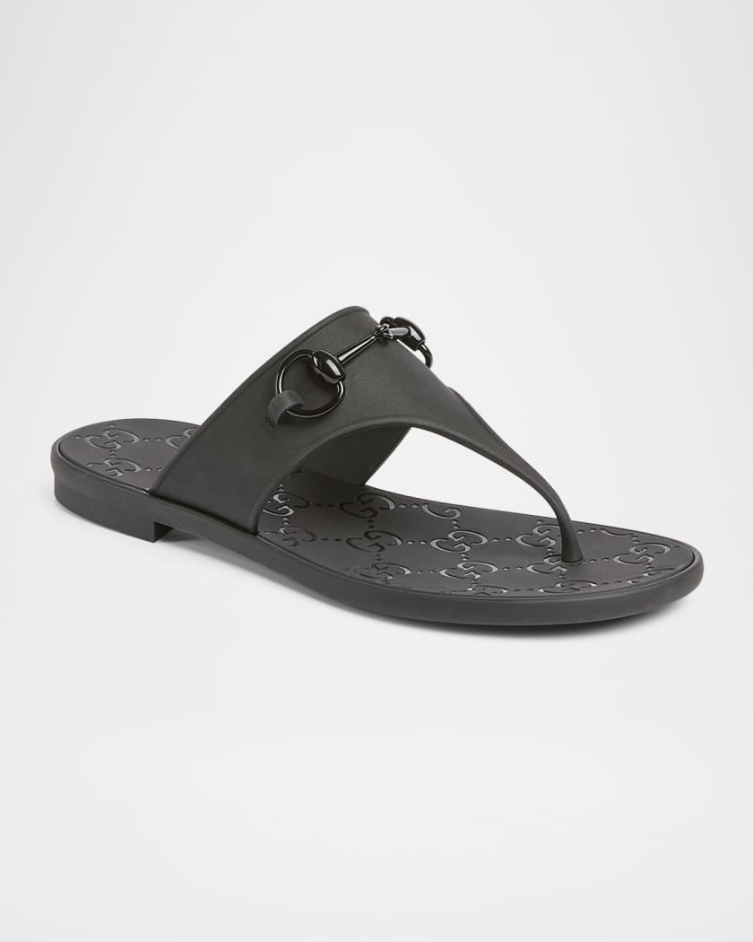 Rubber Horsebit Thong Slide Sandals