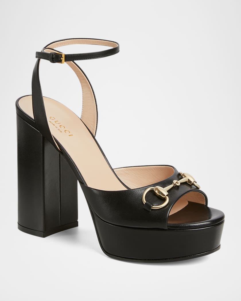 Leather Horsebit Platform Sandals