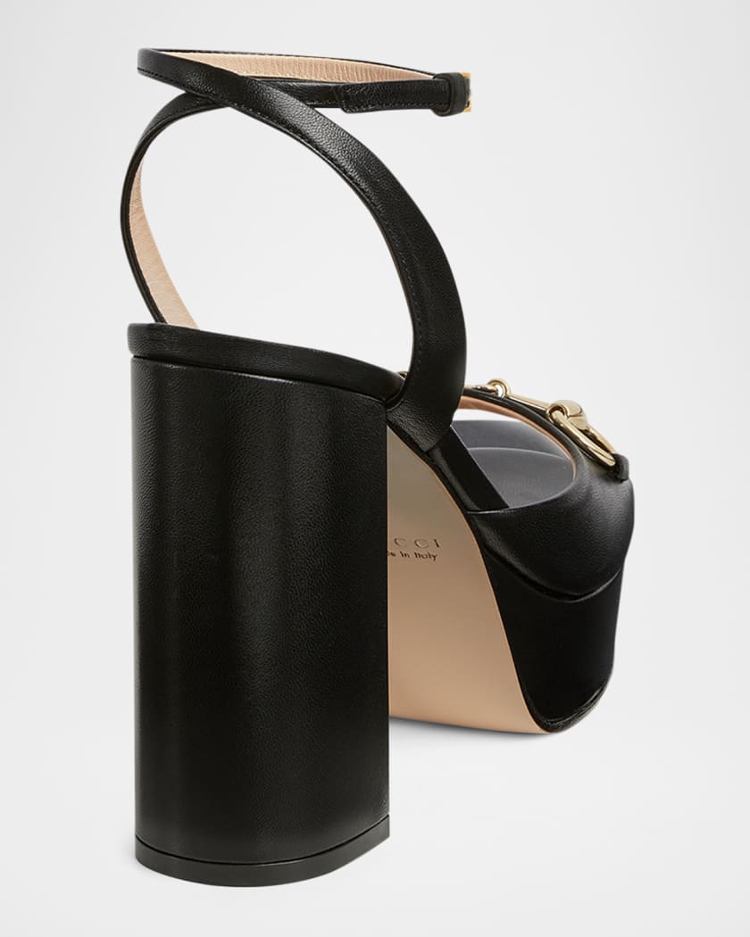 Leather Horsebit Platform Sandals