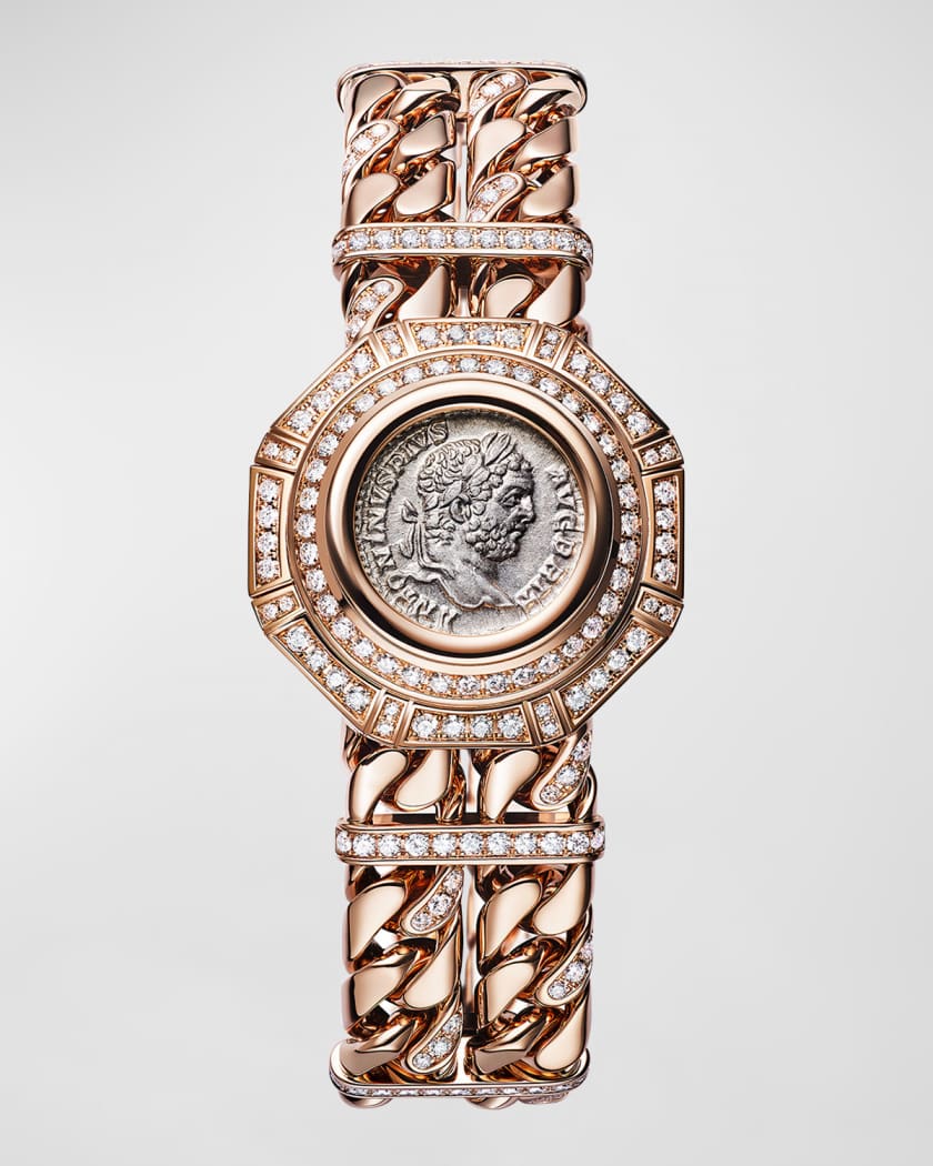 BVLGARI Monete Catene 18K Rose Gold High Jewelry Secret Watch with Diamonds Neiman Marcus
