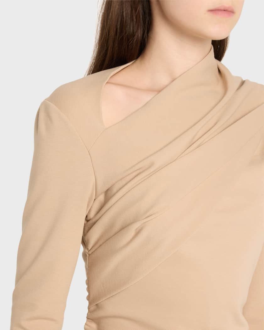 Giorgio Armani Asymmetric Long-Sleeve Jersey Dress | Neiman Marcus