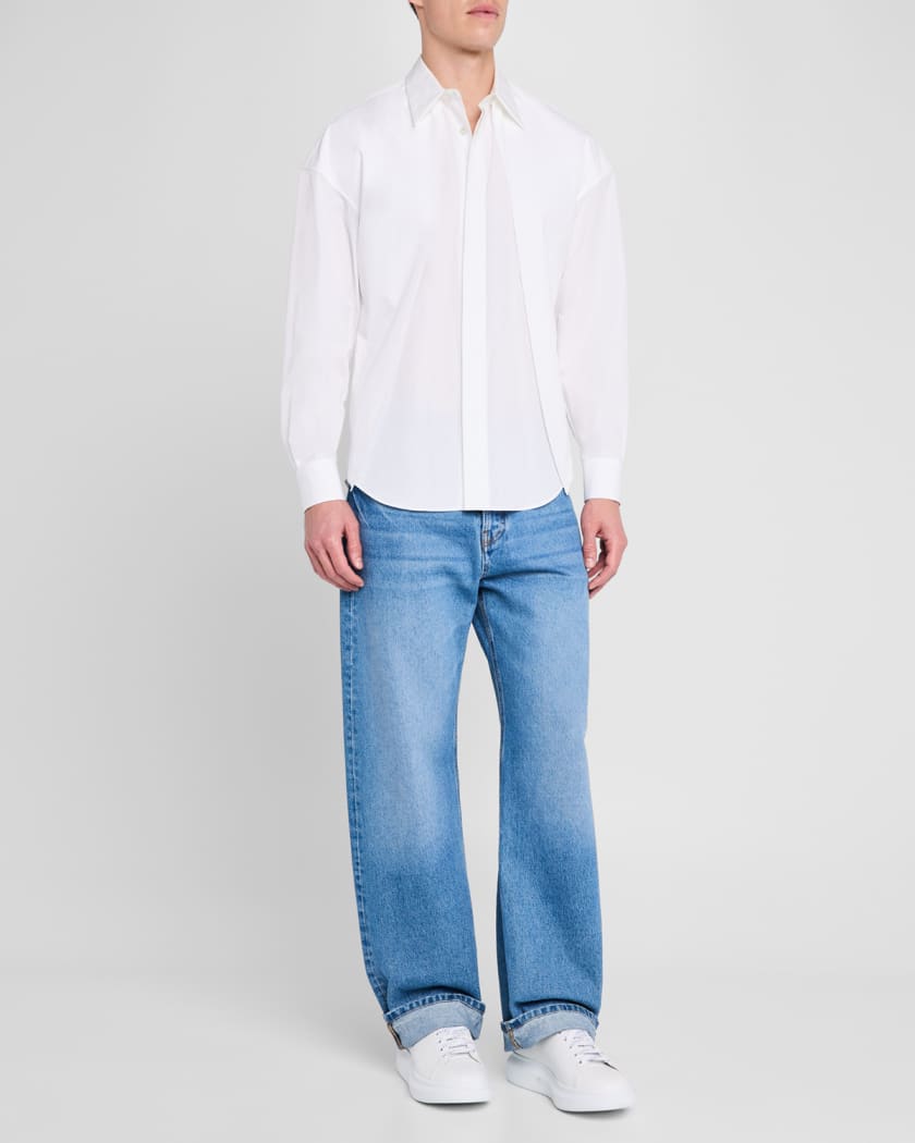 Men's Larry Leather and Velour Low-Top Sneakers
