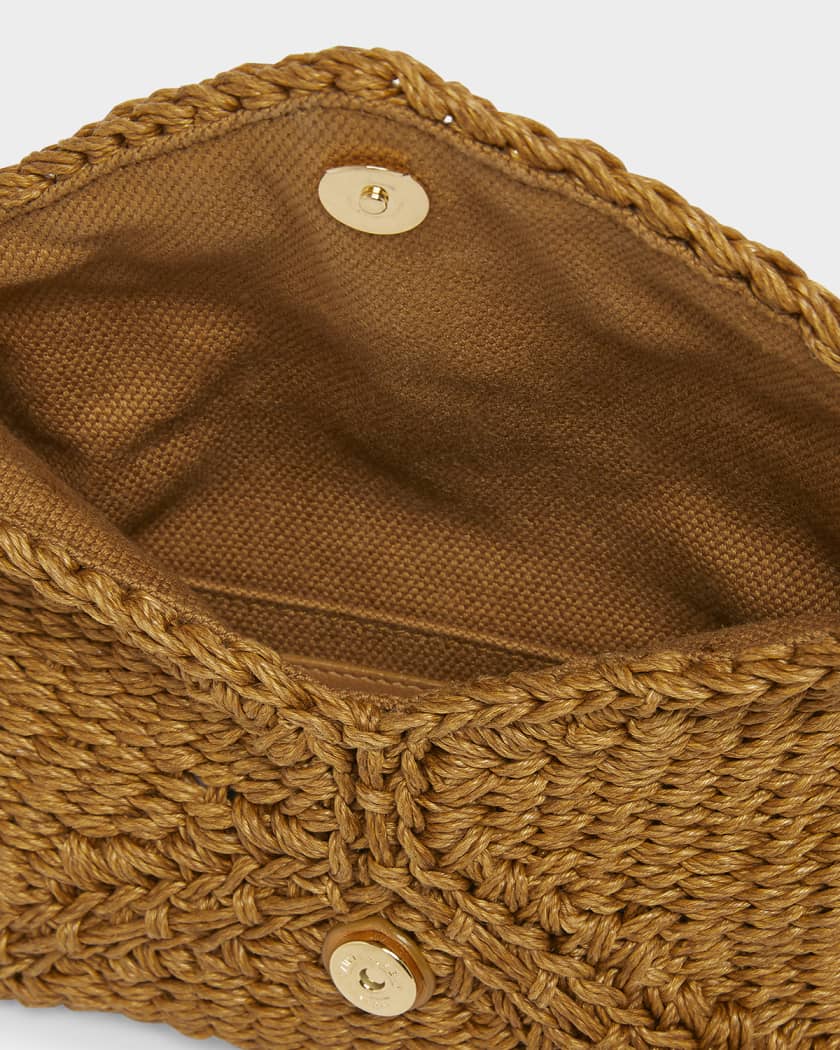 Cassandre Small YSL Pouch Clutch Bag in Raffia 