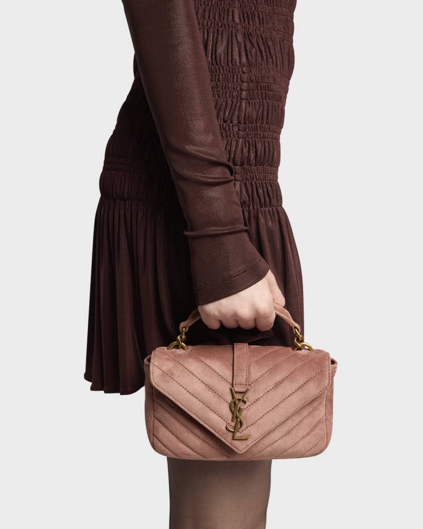 College Mini Chain Shoulder Bag in Suede 