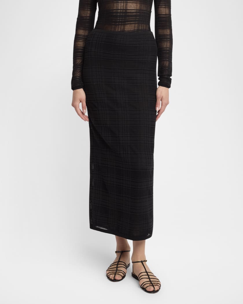 Elsa Plaid Knit Midi Skirt