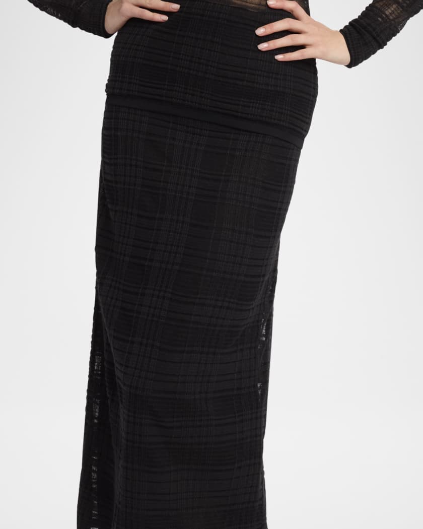 Elsa Plaid Knit Midi Skirt