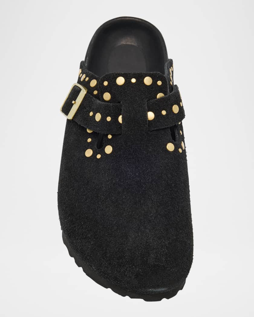 Boston Suede Stud Buckle Slide Clogs
