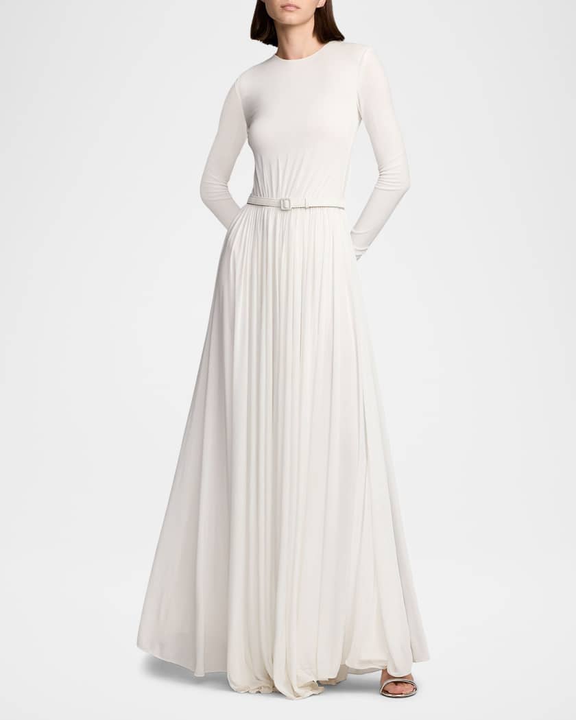 Shirred Crepe Jersey Day Dress